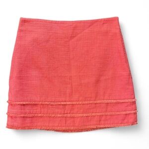 LOFT Coral Textured Mini Skirt with Frayed Tiers